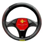 CUBREVOLANTE 38CM NEGRO COSTURA ROJA