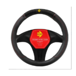 CUBREVOLANTE 38CM NEGRO COSTURA ROJA GRIP SUPERIOR